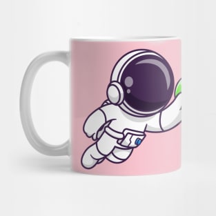 Cute Astronaut Floating With Head Alien Cartoon Mug